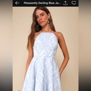 Pleasantly darling blue floral backless mini lulus